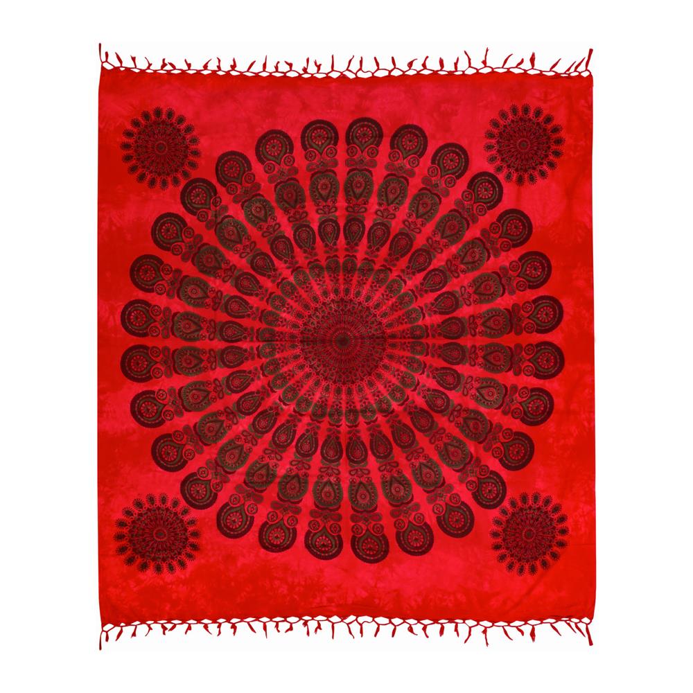 Telo Mare Spiaggia Grande Antisabbia Parasole Modello Batik Pavone Pavone Rosso - Foto 5