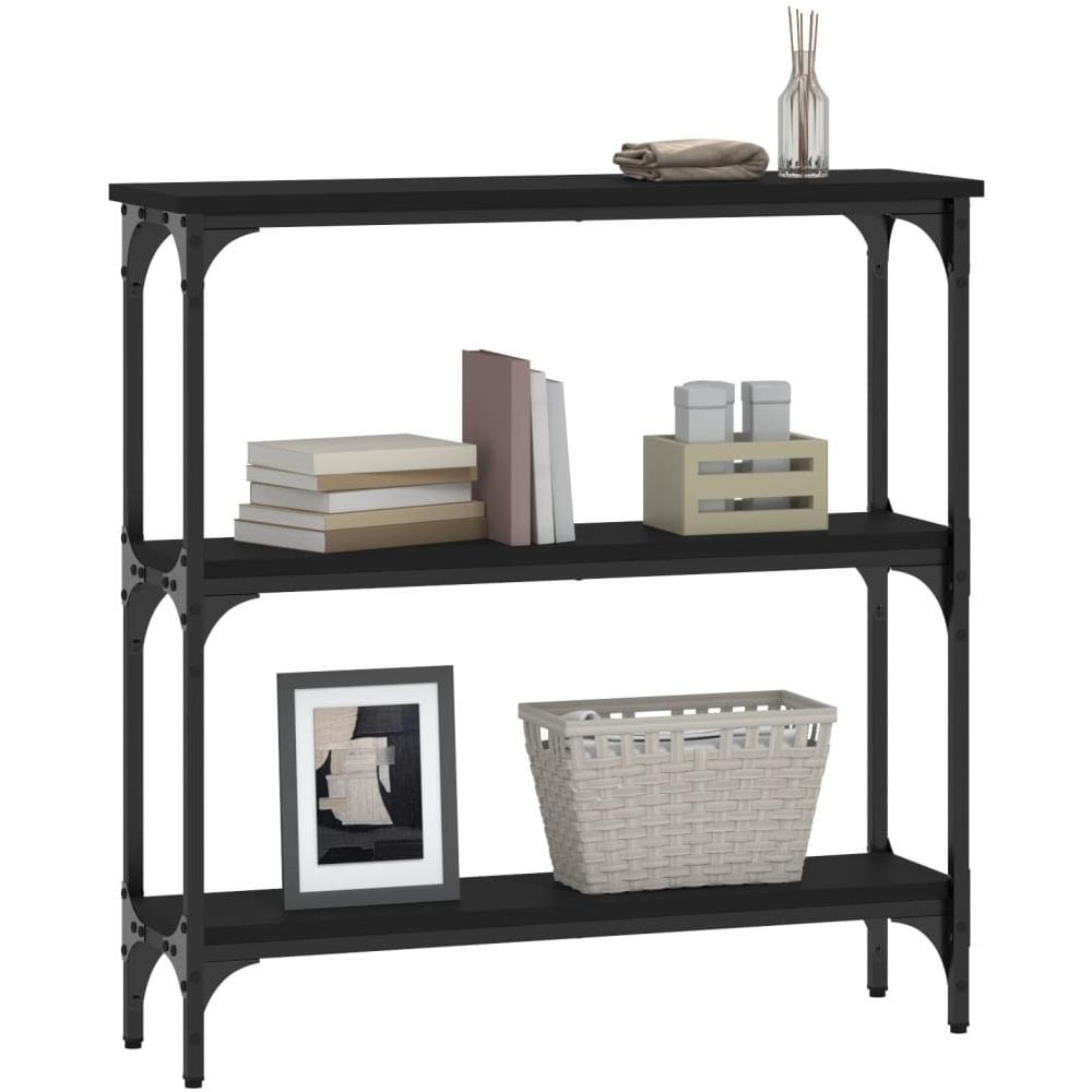 Tavolino Consolle Nero 75x22,5x75 Cm In Legno Multistrato - Foto 3