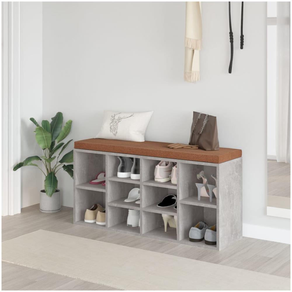 Scarpiera Grigio Cemento 103x30x48 Cm In Legno Multistrato - Foto 1