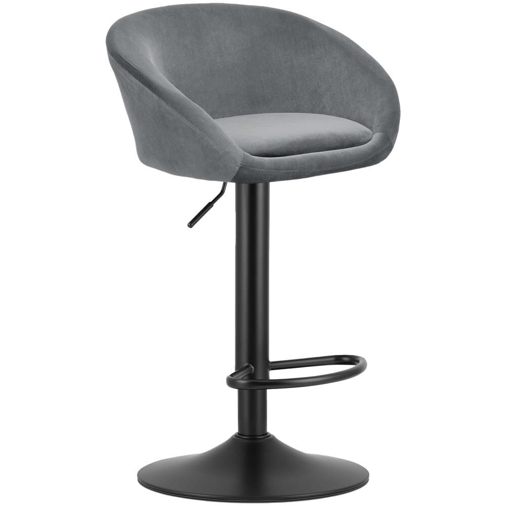 Sgabello EAST - velluto grigio / base nera per soggiorno, cucina, sala da pranzo - Foto 1