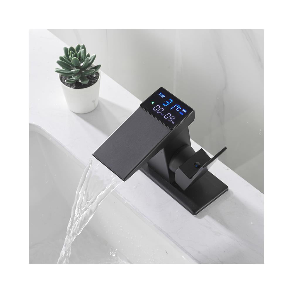 Rubinetto per lavabo da bagno, Blackswan, tipo M292, modello smart nero opaco, con display LCD, dimensioni 13 cm - Foto 4
