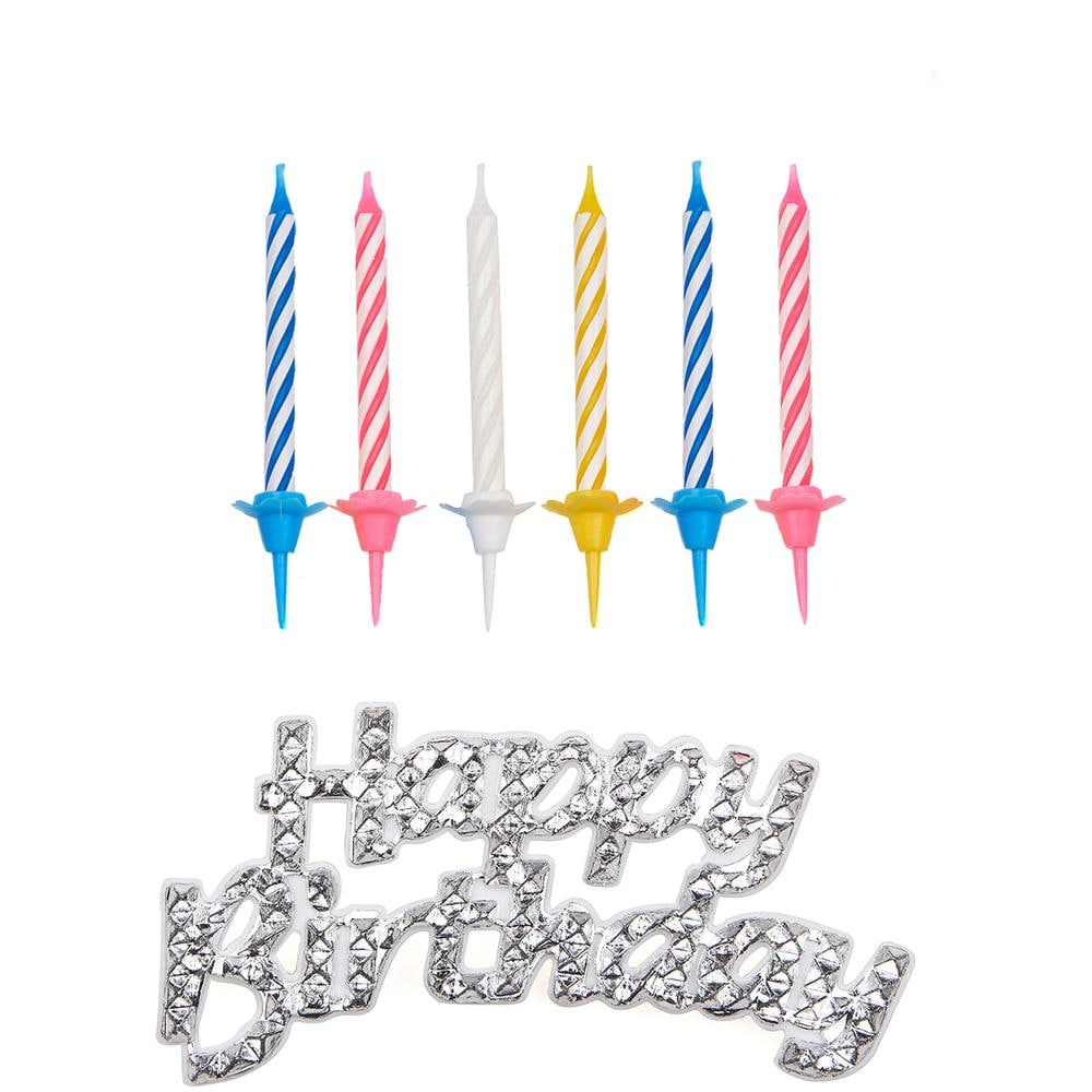 Decorazione Per Torte Happy Birthday + Candele Taglia Unica - Foto 1