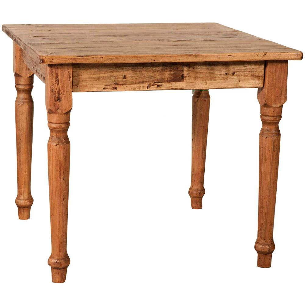 Tavolo Country In Legno Massello Di Tiglio Finitura Naturale 90x90x78 Cm - Foto 2