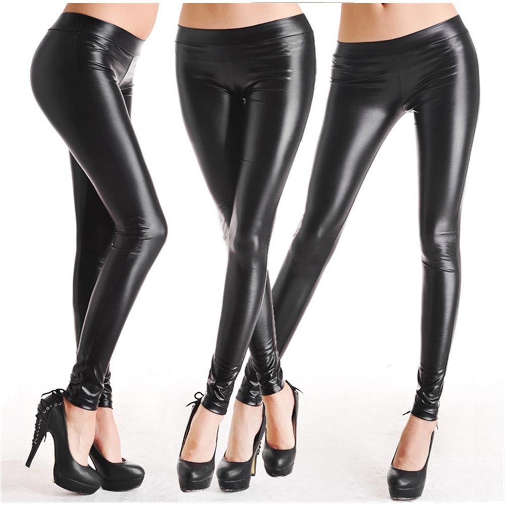 Legging Pantalone Da Donna Nero Effetto Pelle Taglia Comodo E Pratico Taglia M / l - Foto 1