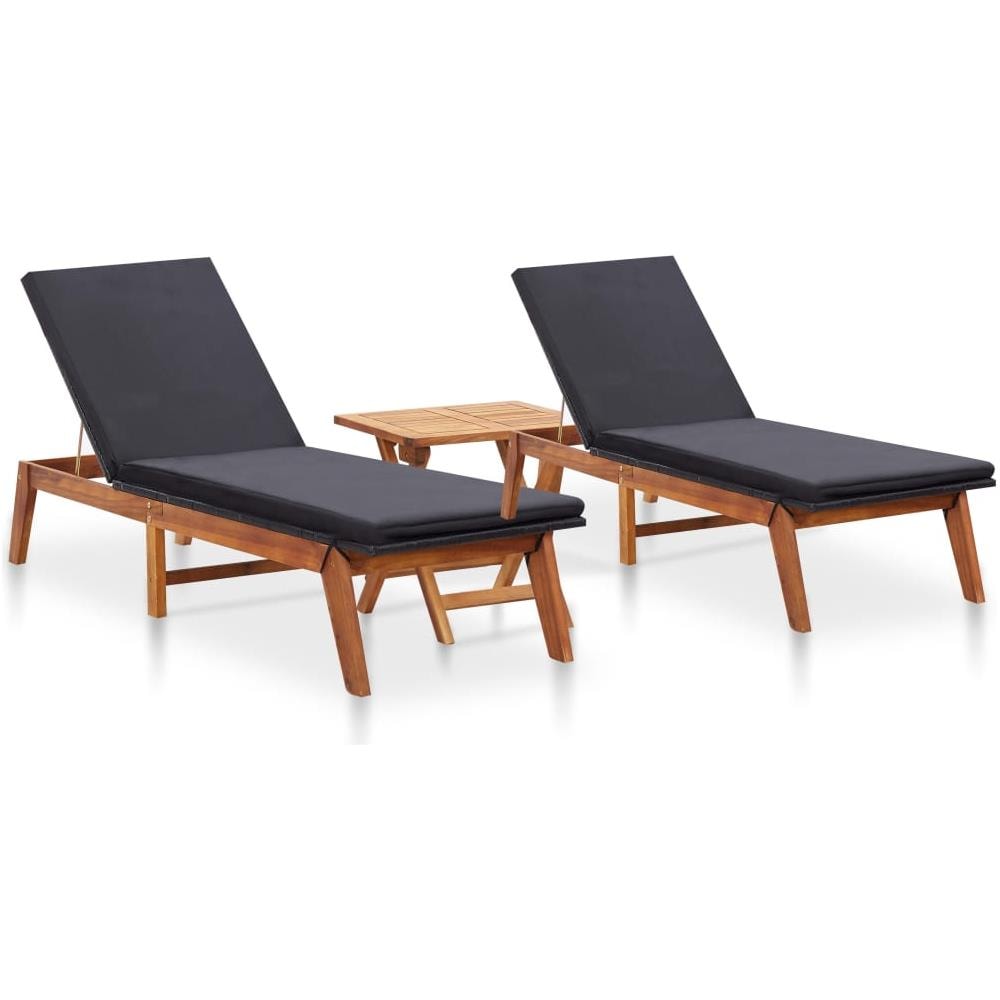 Lettini Prendisole 2 pz con Tavolo Polyrattan e Legno di Acacia - Foto 1