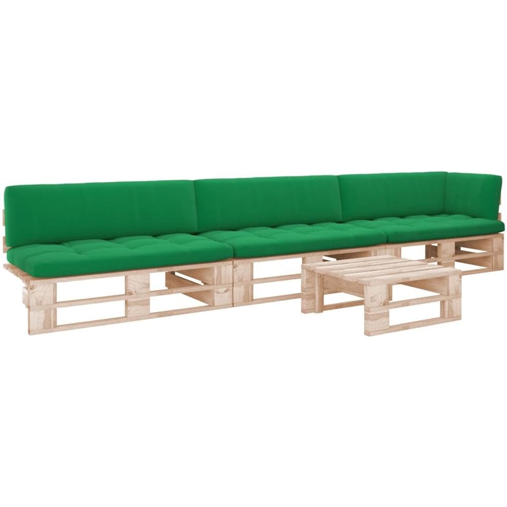 Set Divani in Pallet con Cuscini 4 pz in Pino Impregnato - Foto 1