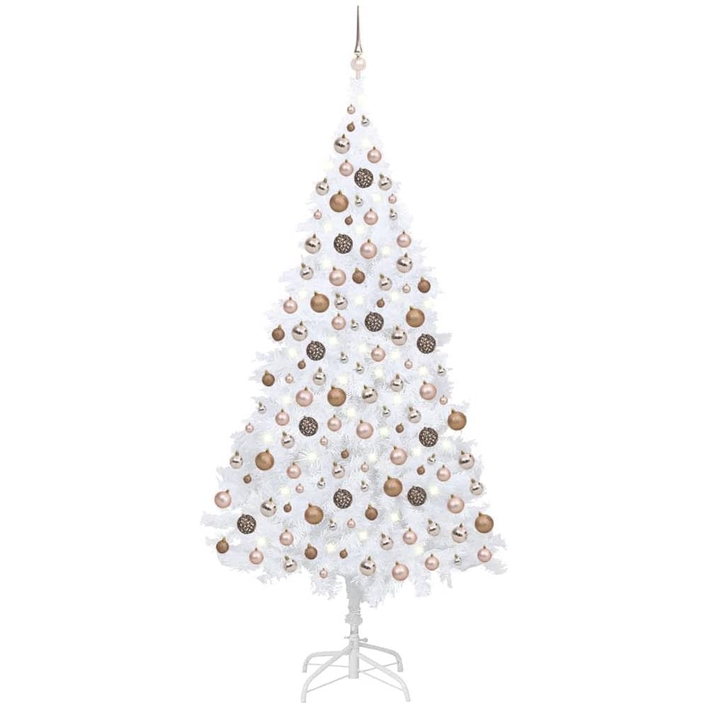 Albero Natale Artificiale con LED e Palline Bianco 210 cm PVC - Foto 1
