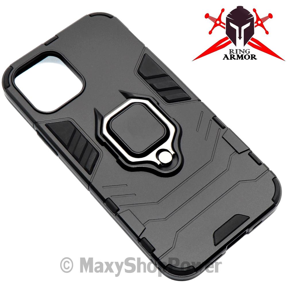Custodia Alta Protezione Con Anello Per Apple Iphone 12 - 12 Pro Black - Foto 1