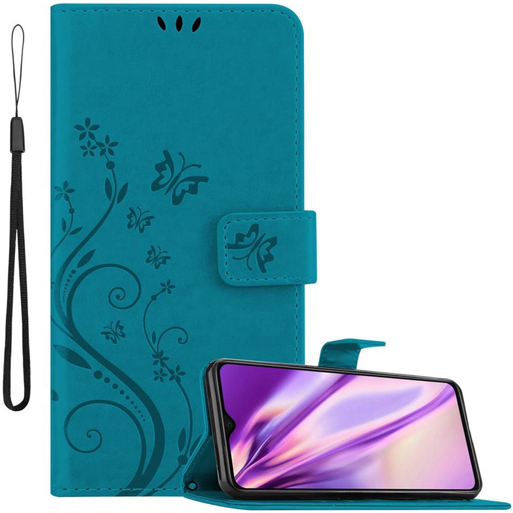 Custodia Compatibile Con Xiaomi Redmi Note 8 Pro In Blu Fiore - Coperchio Protettivo In Design Floreale Con Chiusura Magnetica, Funzione Stand E Slot Per Carte - Foto 1