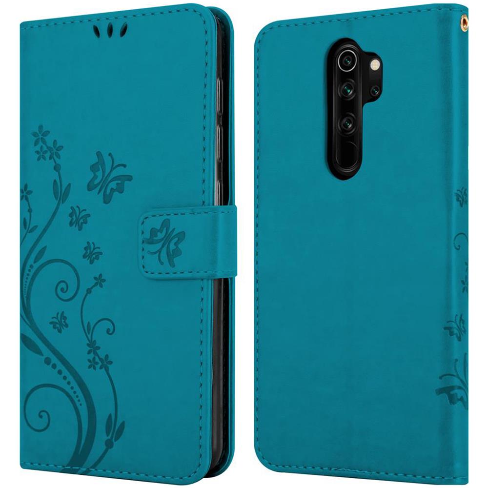 Custodia Compatibile Con Xiaomi Redmi Note 8 Pro In Blu Fiore - Coperchio Protettivo In Design Floreale Con Chiusura Magnetica, Funzione Stand E Slot Per Carte - Foto 8