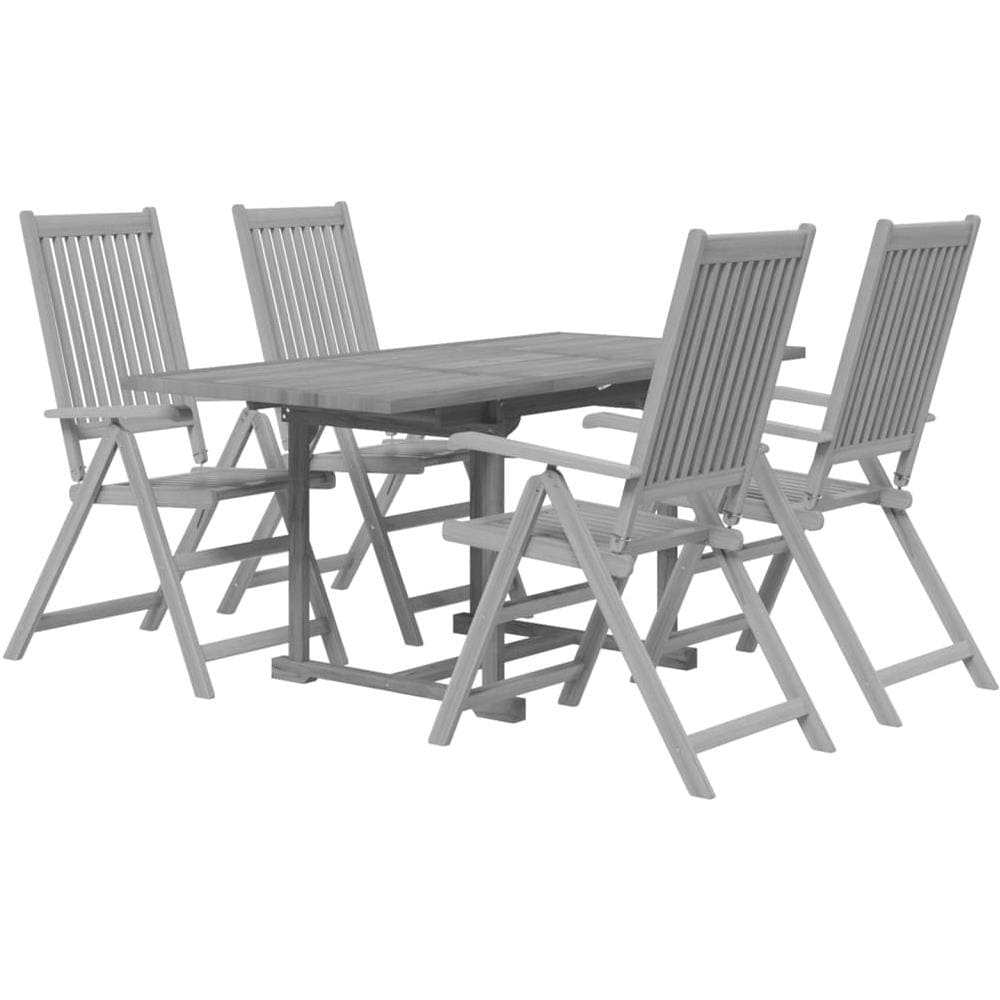 Set Da Pranzo Per Giardino 5 Pz In Legno Massello Di Acacia - Foto 3