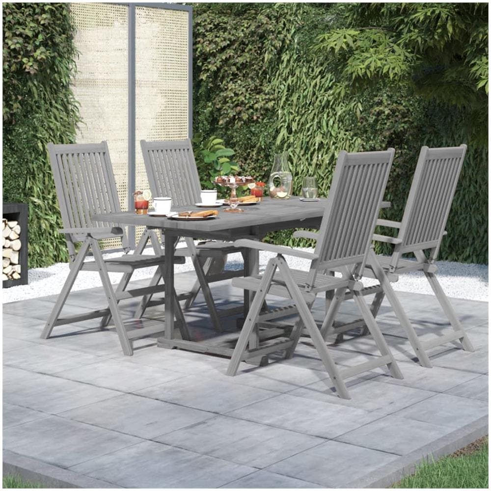 Set Da Pranzo Per Giardino 5 Pz In Legno Massello Di Acacia - Foto 1