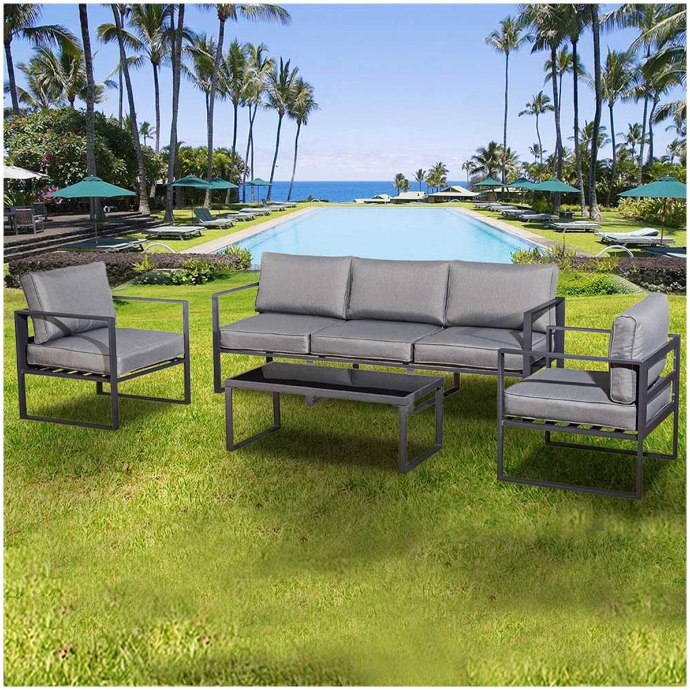 Salotto Da Giardino In Alluminio Grigio Memphis - Foto 1