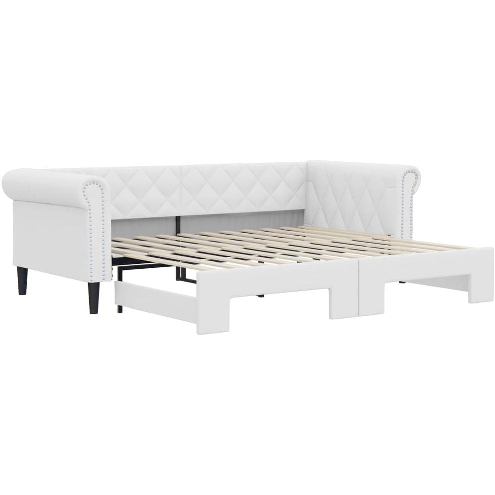 Divano Letto Con Letto Estraibile Bianco 90x200cm In Similpelle - Foto 2