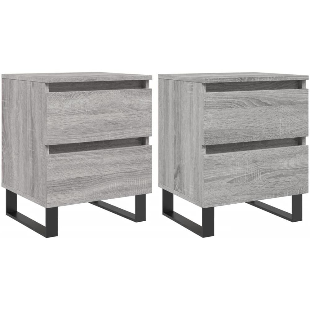 Comodini 2pz Grigio Sonoma 40x35x50 Cm In Legno Multistrato - Foto 2