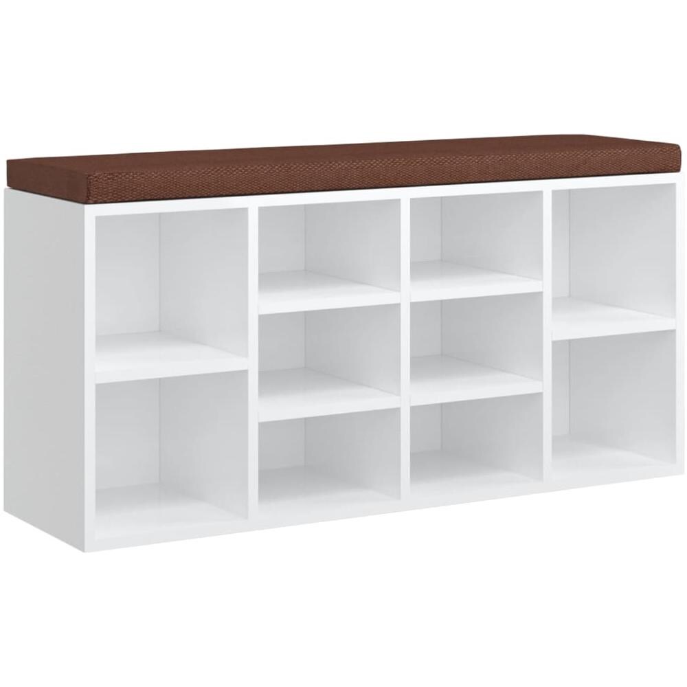 Panca Porta Scarpe Bianco Lucido 103x30x48 Cm Legno Multistrato - Foto 2