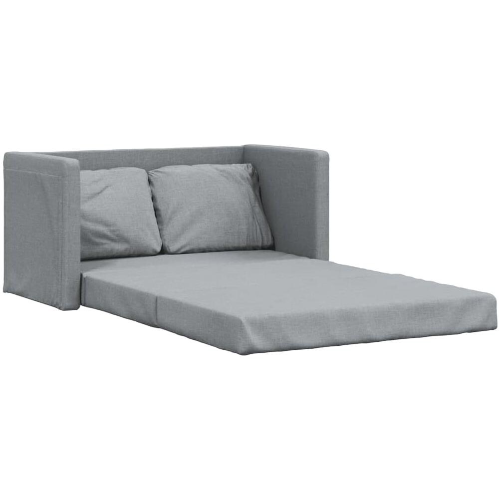 Divano Letto da Terra 2 in 1 Grigio Chiaro 112x174x55cm Tessuto - Foto 2