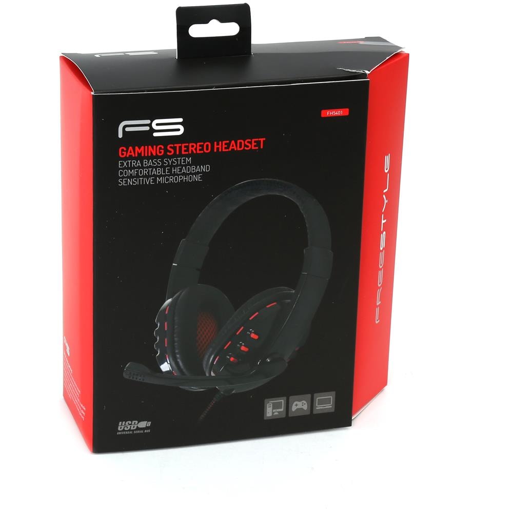 FH-5401 Auricolare Cablato A Padiglione Musica e Chiamate USB tipo A Nero, Rosso - Foto 6