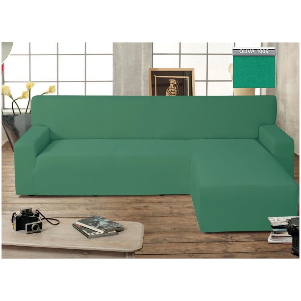 Copridivano Genius Con Penisola Chaise Longue Modello Swing Colore Verde Oliva Destra Oliva - Foto 1