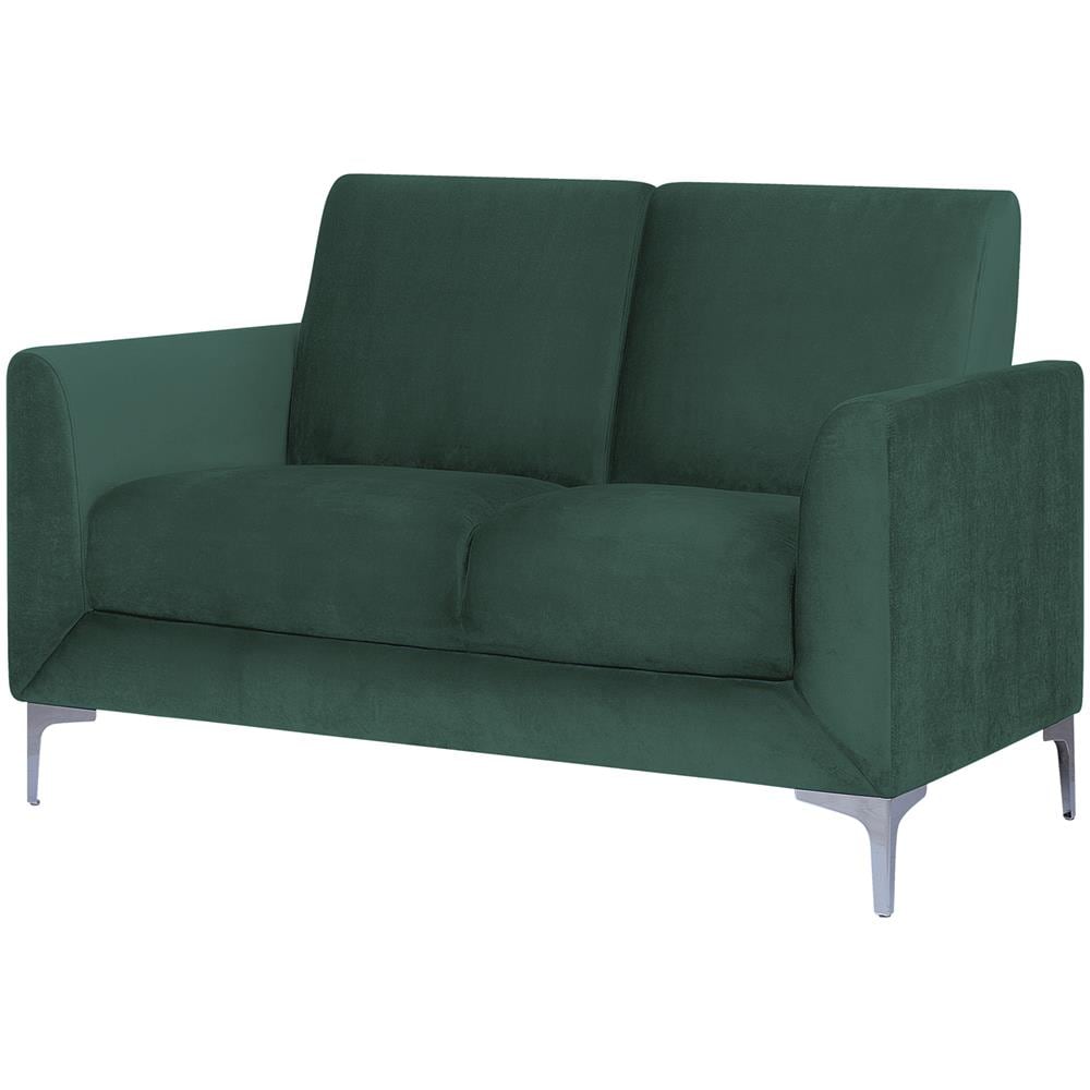 Divano 2 Posti In Tessuto Vellutato Verde Fenes - Foto 2