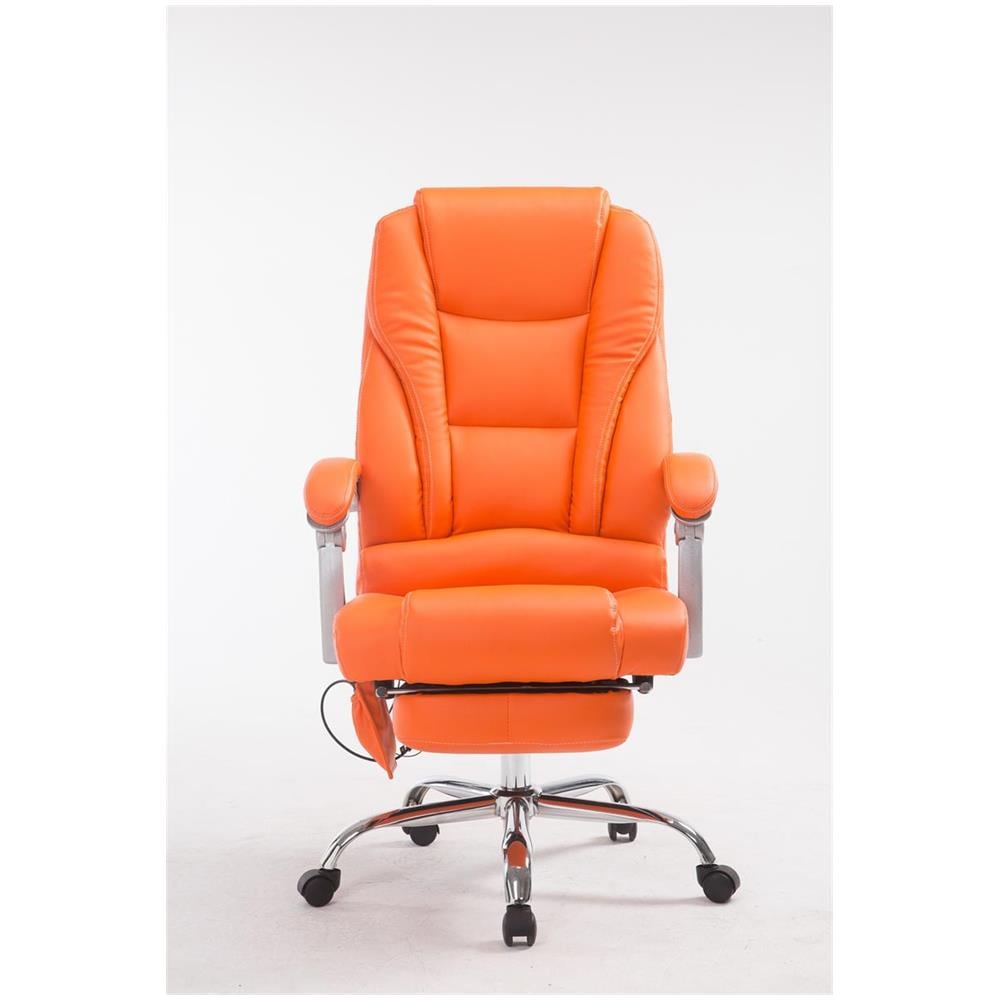 Sedia da ufficio massaggiante PACIFIC, poltrona relax con poggiapiedi estraibile, altezza regolabile, in similpelle, ergonomica, girevole, con ruote, capacità di carico massimo 150 kg arancione - Foto 2