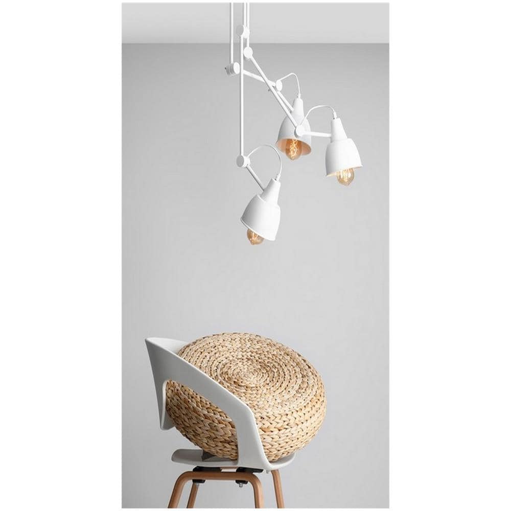Lampada A Sospensione Compass - Lampadario - Da Soffitto - Bianco In Metallo, 59 X 59 X 40 Cm, 3 X E27, Max 60w - Foto 2