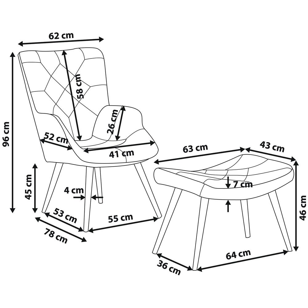 Sedia Wingback E Poggiapiedi Con Motivo Floreale Color Crema Vejle - Foto 2