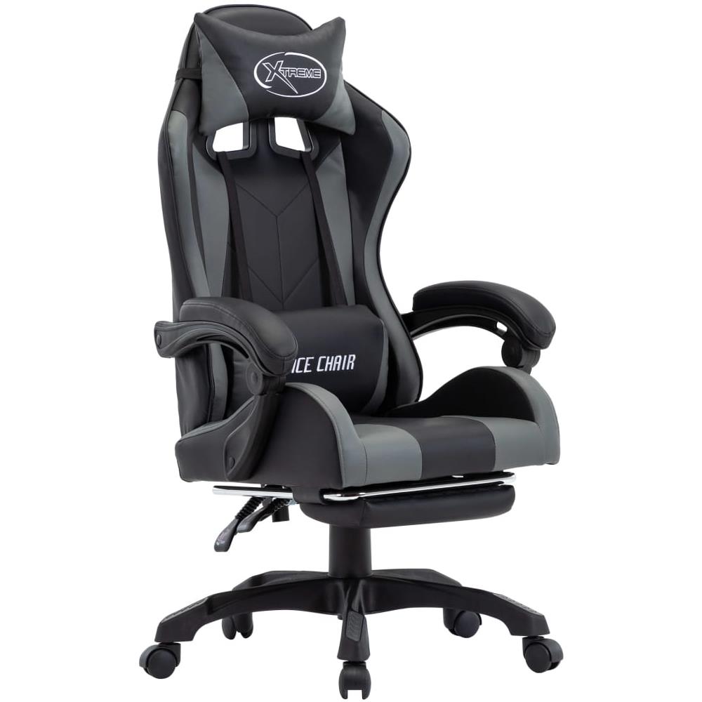 Sedia Da Gaming Con Poggiapiedi Grigia E Nera In Similpelle - Foto 1