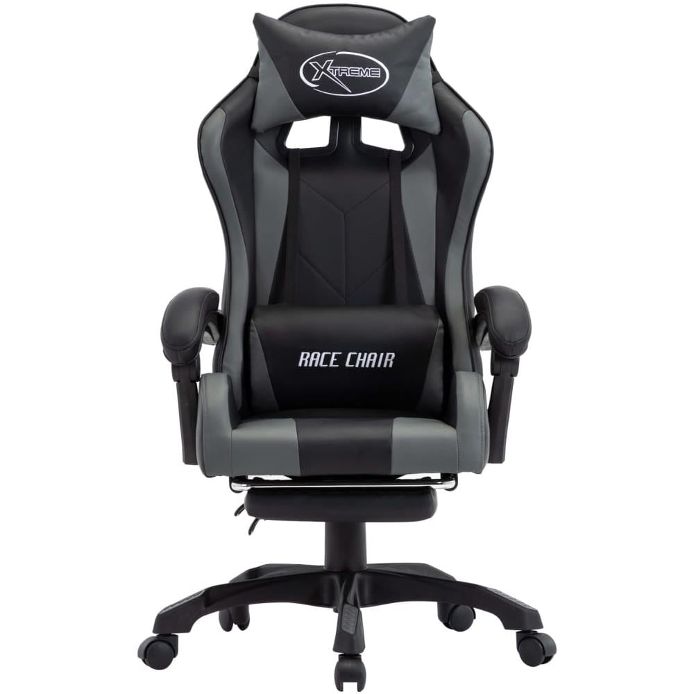Sedia Da Gaming Con Poggiapiedi Grigia E Nera In Similpelle - Foto 2