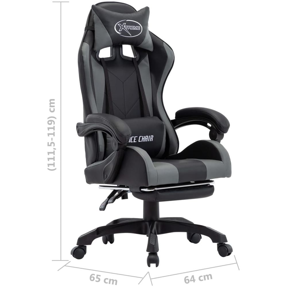 Sedia Da Gaming Con Poggiapiedi Grigia E Nera In Similpelle - Foto 8