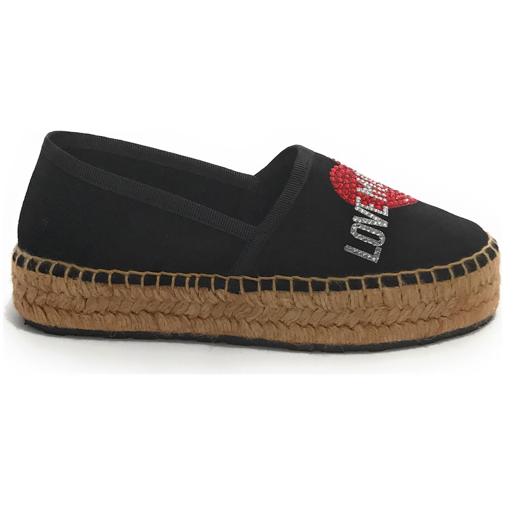 Scarpa Donna Love Moschino Espadrillas Pelle Scamosciata Nero / Fondo Corda Ds21mo01 - Foto 1