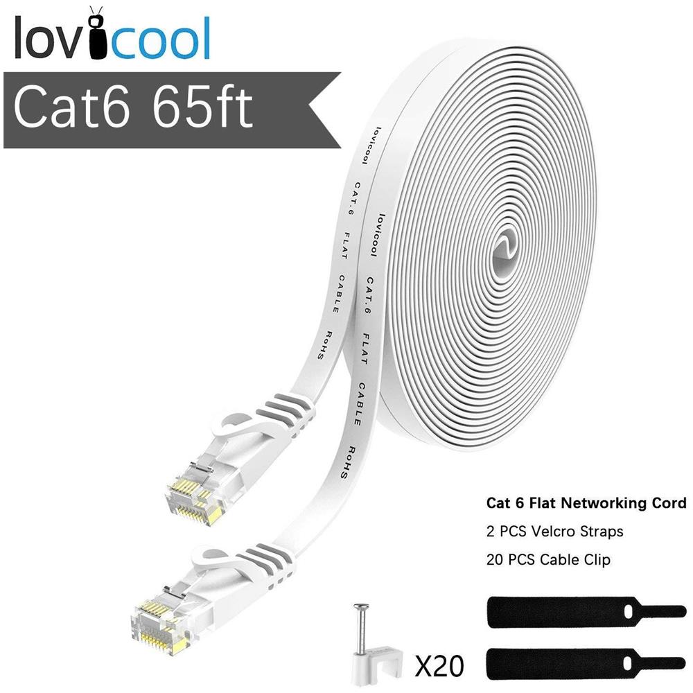 Ethernet Via Cavo 20m Lovicool Internet Via Cavo Cat6 Gigabit Lan Rete Cavo 250mhz Per Switch Router Modem Patch Panel Pc Modem Poe Fornito Cable Clips - Foto 1