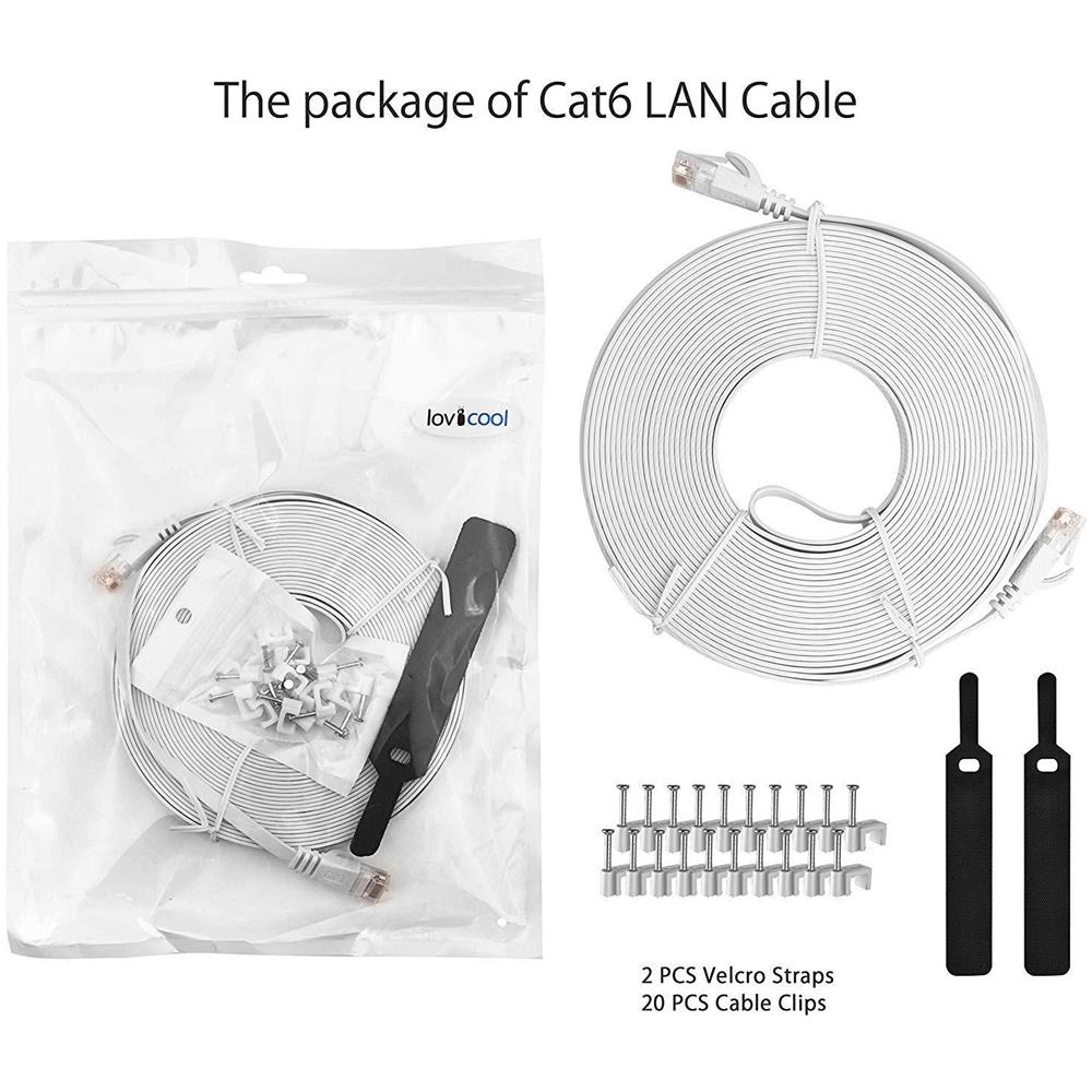 Ethernet Via Cavo 20m Lovicool Internet Via Cavo Cat6 Gigabit Lan Rete Cavo 250mhz Per Switch Router Modem Patch Panel Pc Modem Poe Fornito Cable Clips - Foto 2