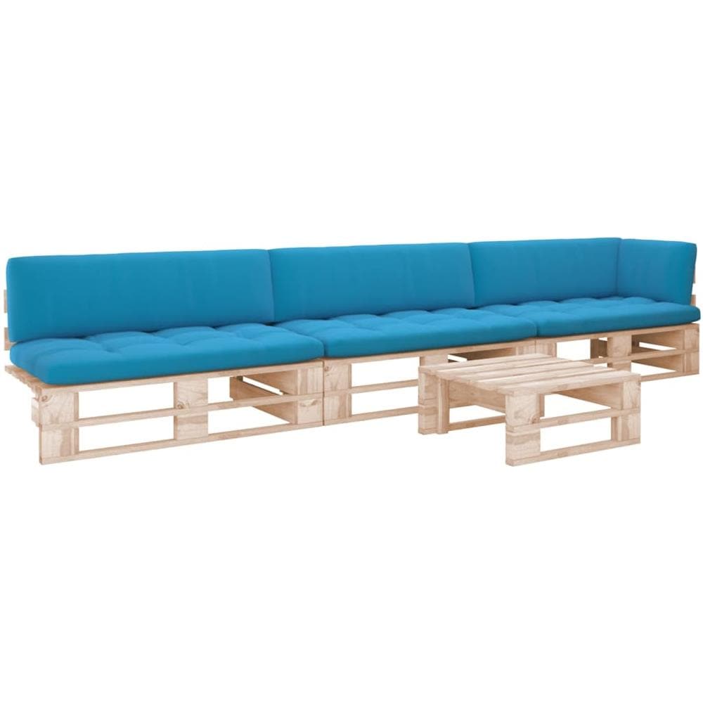 Set Divani in Pallet con Cuscini 4 pz in Pino Impregnato - Foto 1