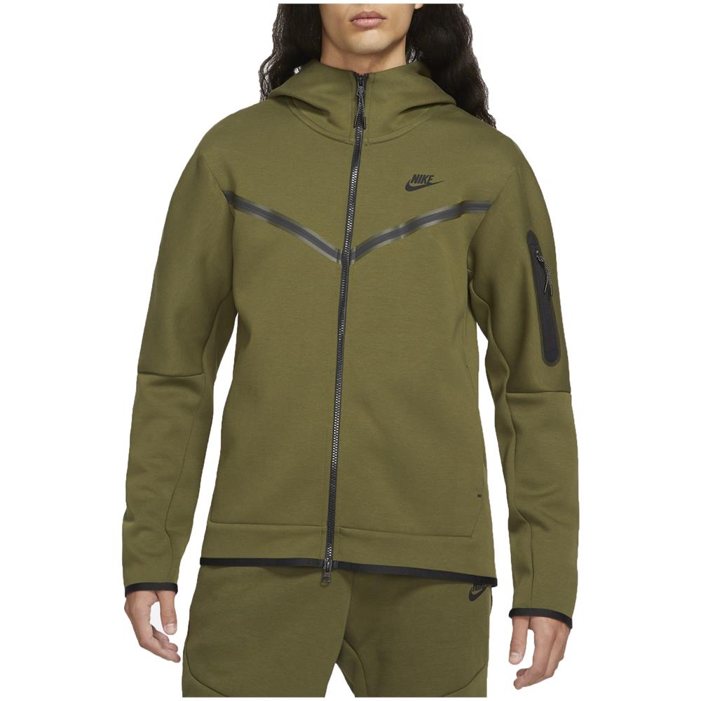 Felpa Da Uomo Con Cappuccio E Full Zip Tech Fleece Verde Taglia L Cod Cu4489-326 - Foto 1