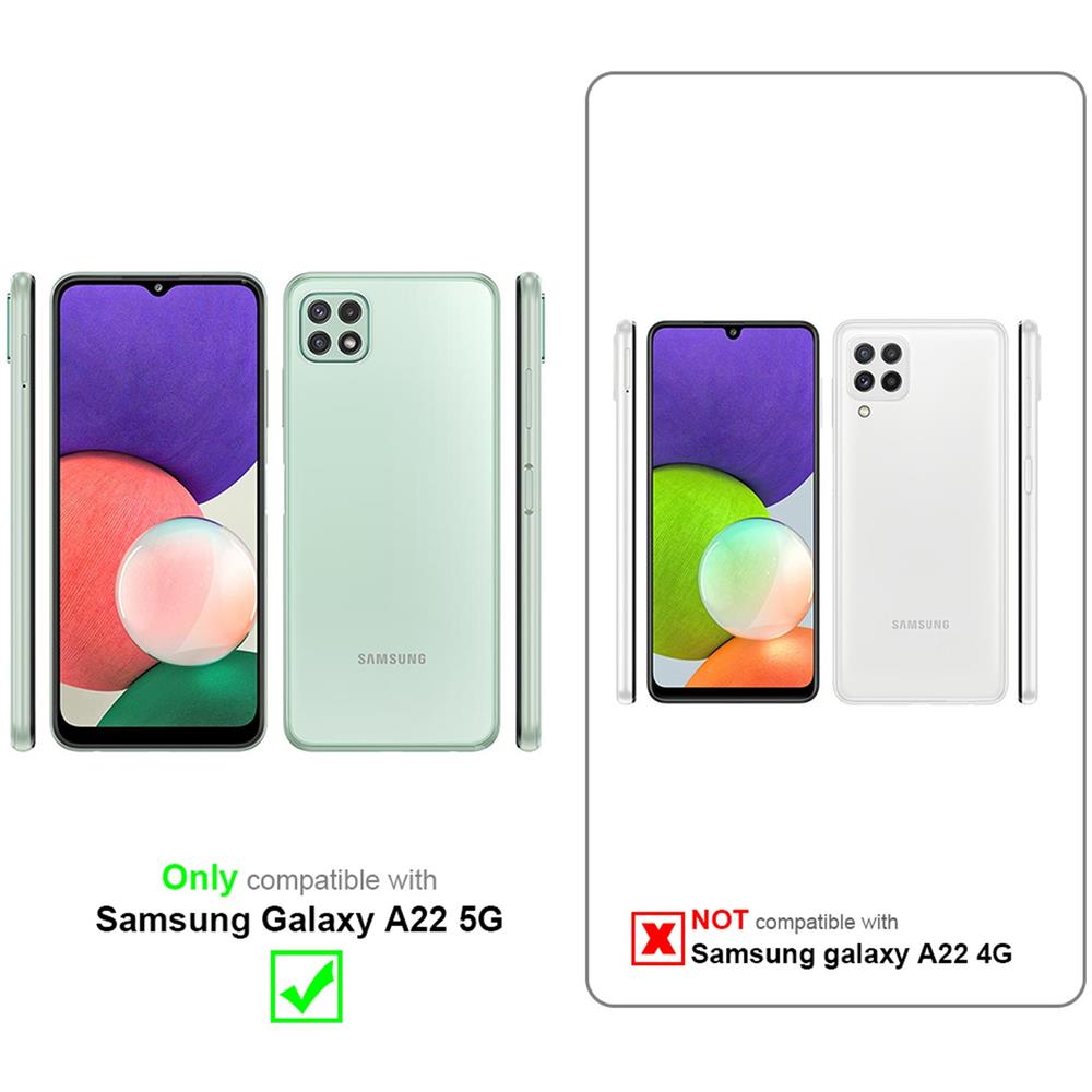Custodia Compatibile Con Samsung Galaxy A22 5g In Viola - Rosso - Coperchio Protettivo Bicolore In Vetro Temperato E Silicone Tpu - Foto 2
