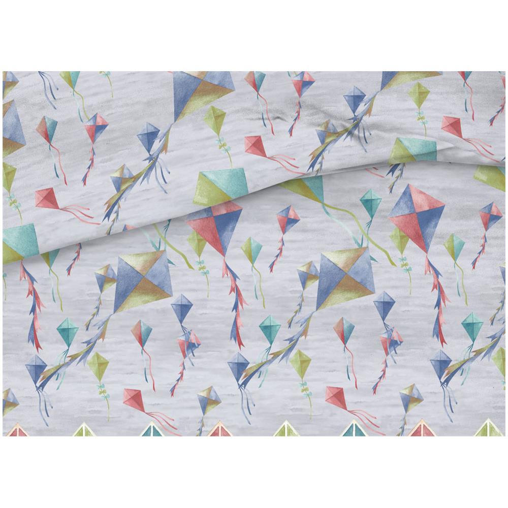 Copriletto Piquet Primavera Estate 100% Cotone Disegno Aquiloni Matrimoniale Grigio - Foto 2