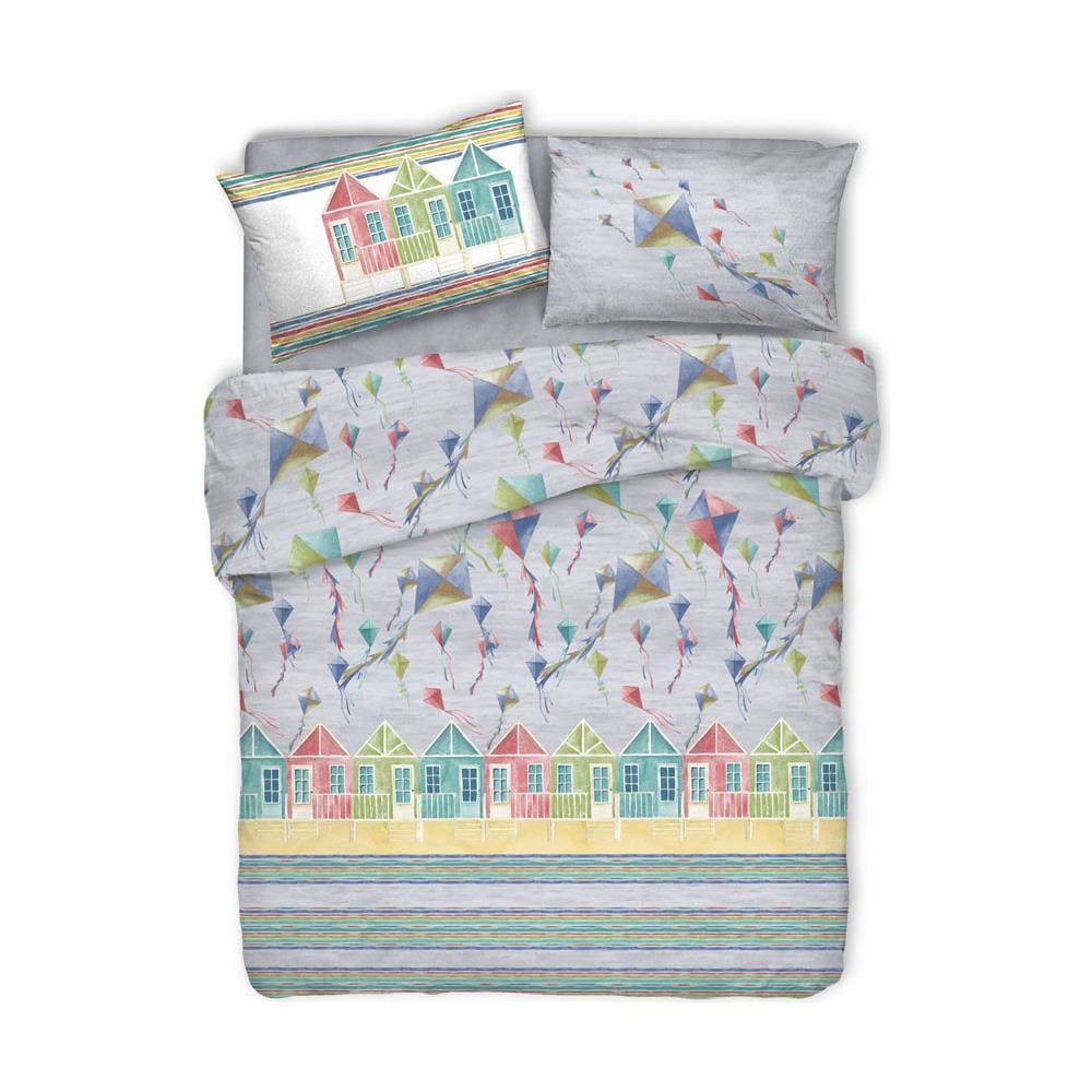 Copriletto Piquet Primavera Estate 100% Cotone Disegno Aquiloni Matrimoniale Grigio - Foto 1