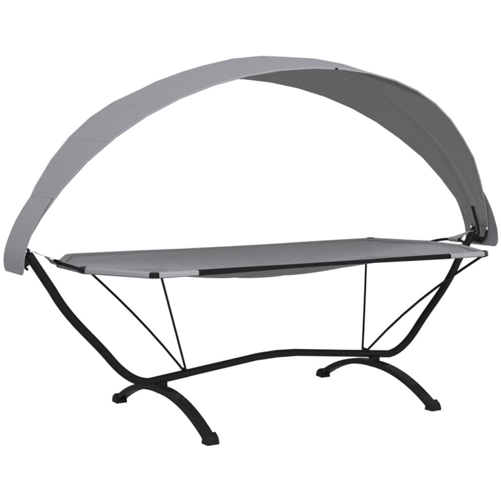 Lettino con Tettuccio Grigio in Acciaio e Tessuto Oxford - Foto 2