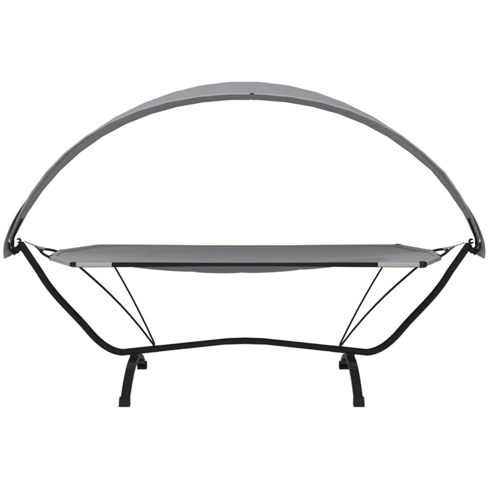 Lettino con Tettuccio Grigio in Acciaio e Tessuto Oxford - Foto 3