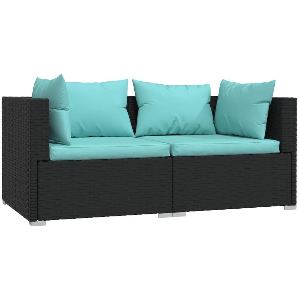 Divano A 2 Posti Con Cuscini In Polyrattan Nero - Foto 2