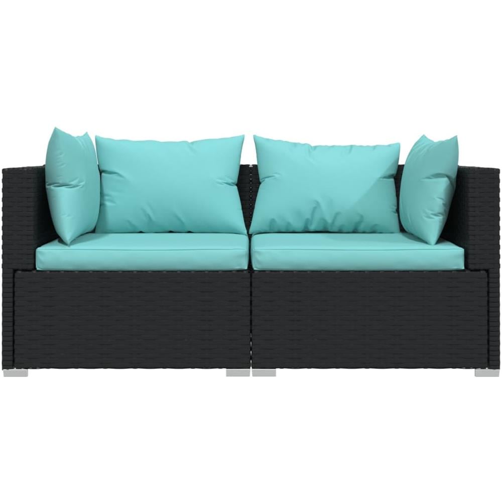 Divano A 2 Posti Con Cuscini In Polyrattan Nero - Foto 3