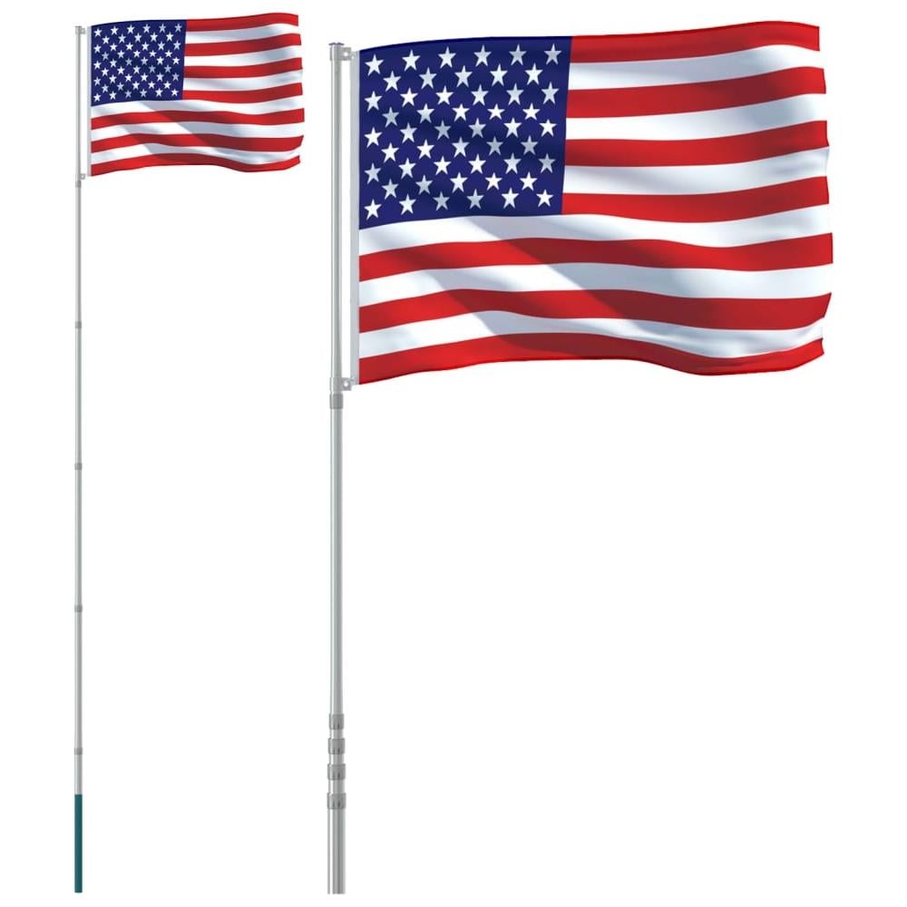 Asta E Bandiera Stati Uniti 5,55 M Alluminio - Foto 2