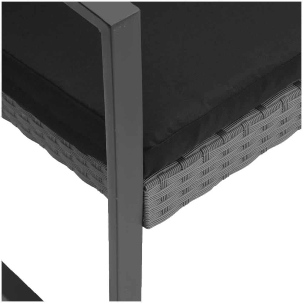 Panca Da Giardino A 3 Posti Con Cuscini Rattan Pp Grigio Scuro - Foto 6