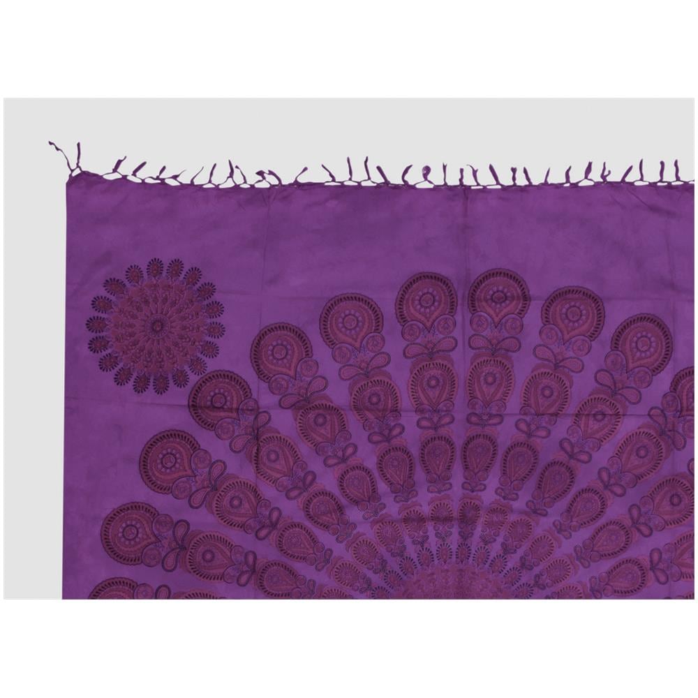 Telo Mare Spiaggia Grande Antisabbia Parasole Modello Batik Pavone Pavone Viola - Foto 1