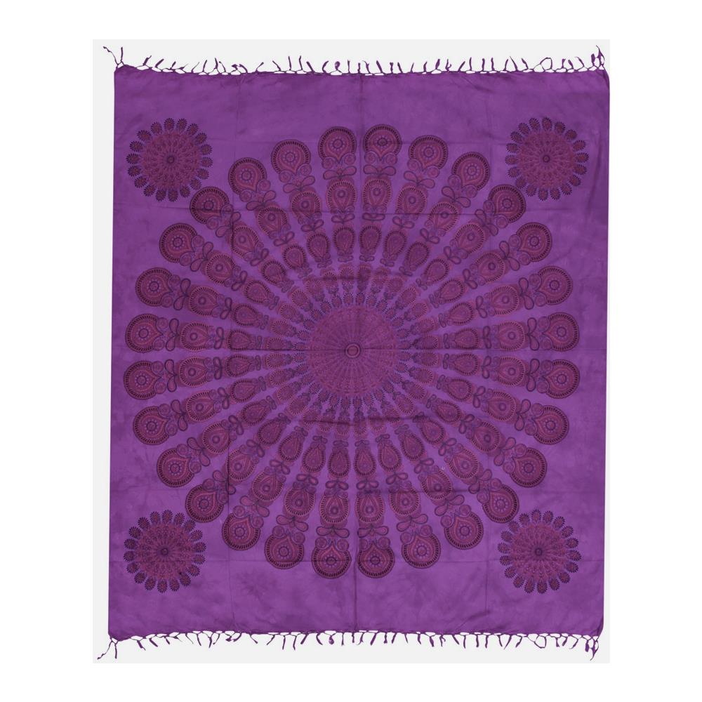 Telo Mare Spiaggia Grande Antisabbia Parasole Modello Batik Pavone Pavone Viola - Foto 5
