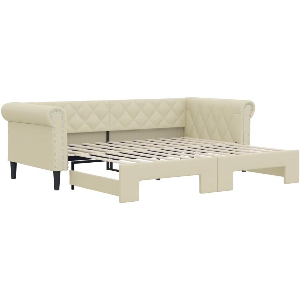 Divano Letto Con Letto Estraibile Crema 90x200 Cm In Similpelle - Foto 2