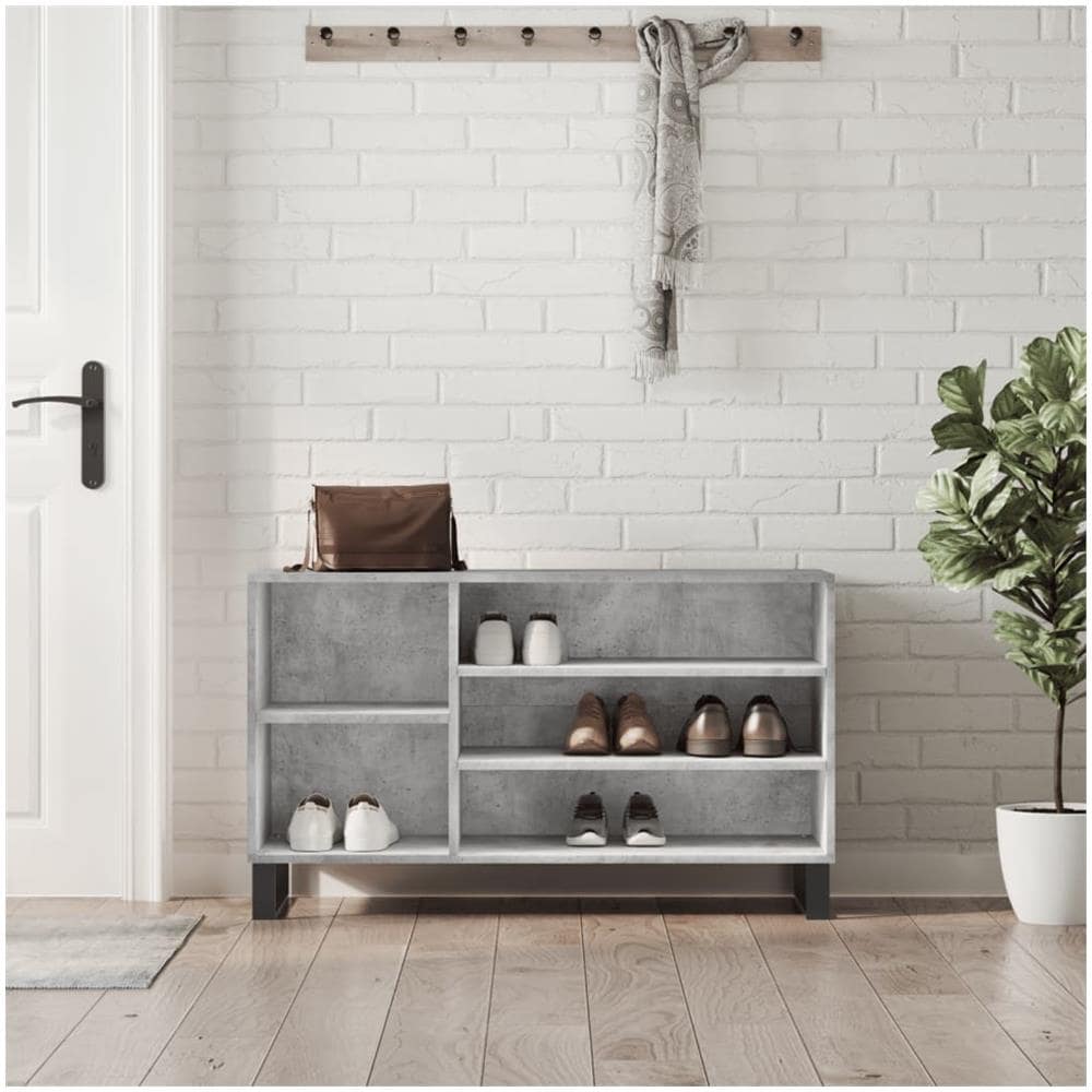 Scarpiera Grigio Cemento 102x36x60 Cm In Legno Multistrato - Foto 1