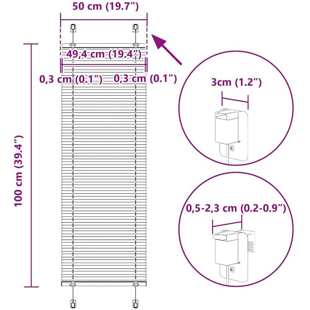 Tenda Plissettata Bianca 50x100 cm Larghezza Tessuto 49,4 cm - Foto 10