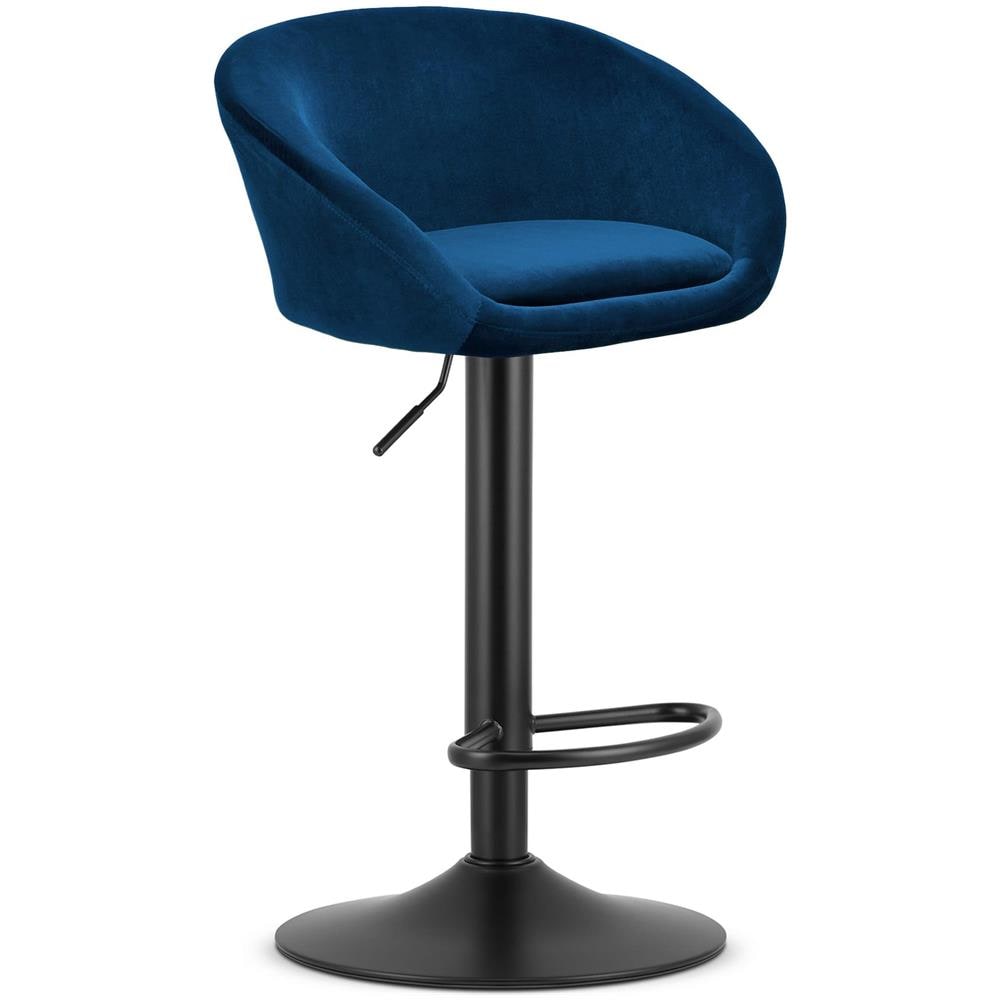 Sgabello in velluto EAST - Blu navy per soggiorno, cucina, sala da pranzo - Foto 1